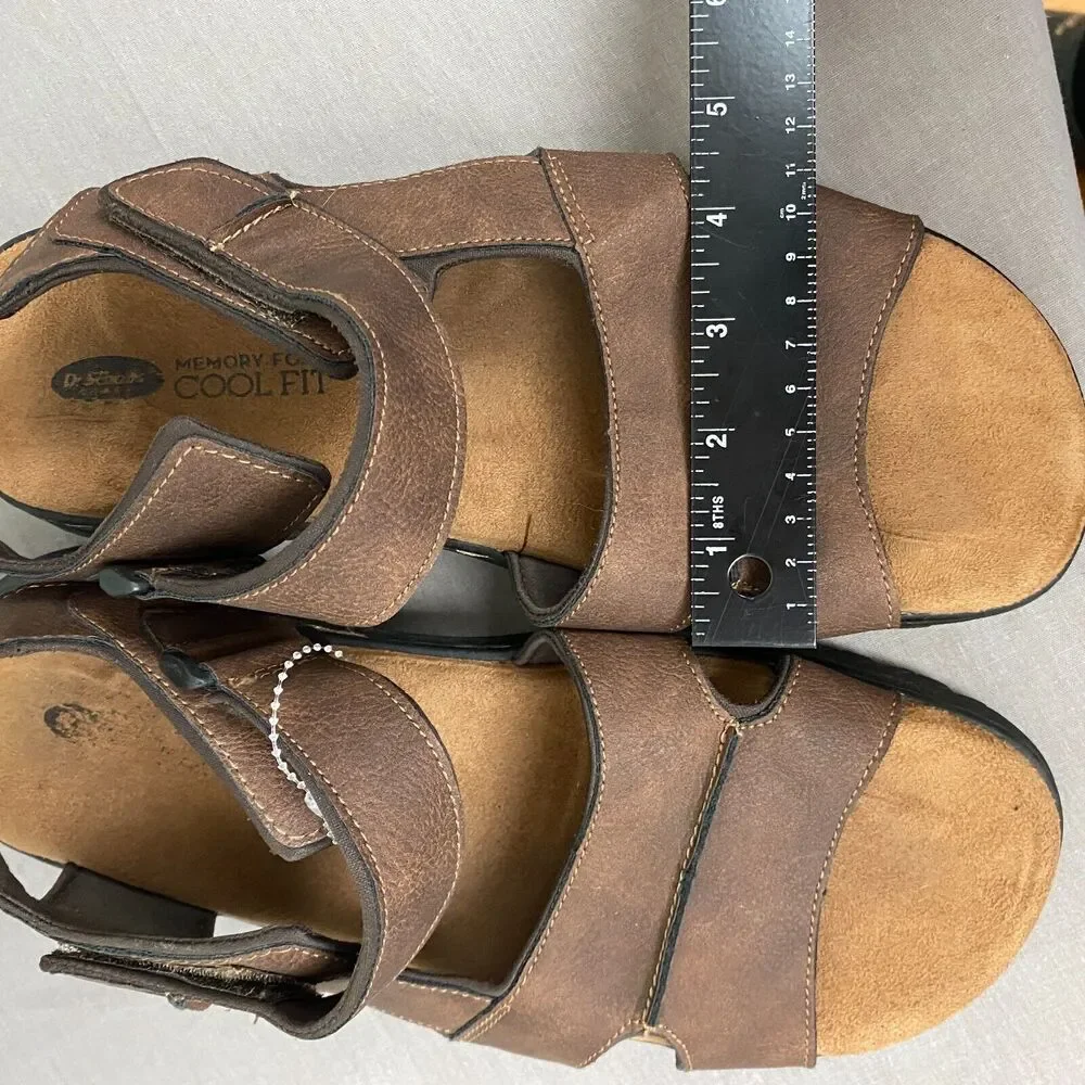 Dr Scholls Sandals Men's 10 Brown Strap Solid Comfort Sole Summer‎ Beach EUC
